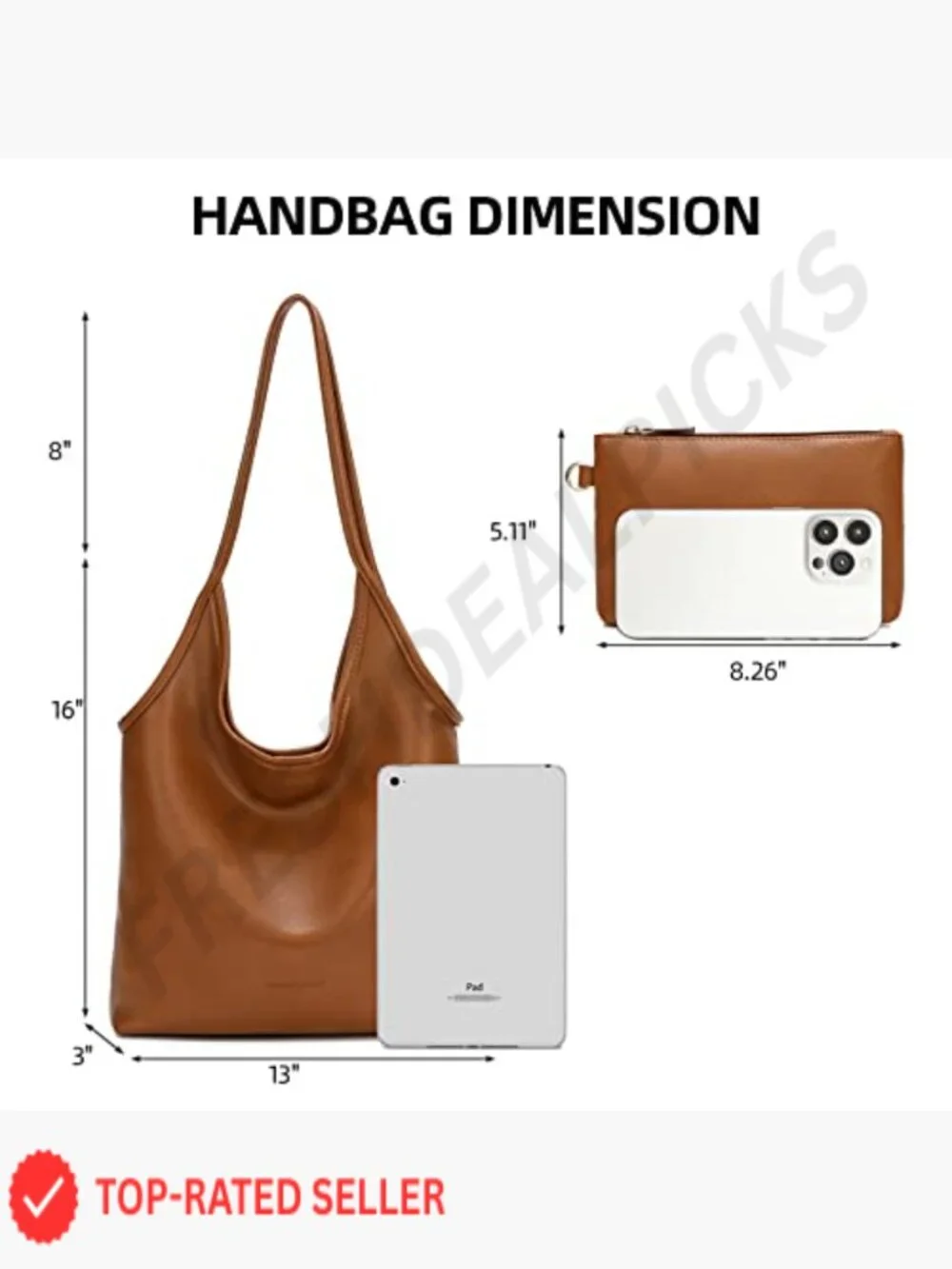 Slouchy Hobo Bag Soft Faux Leather Designer Shoulder Purse Spacious Top Handle